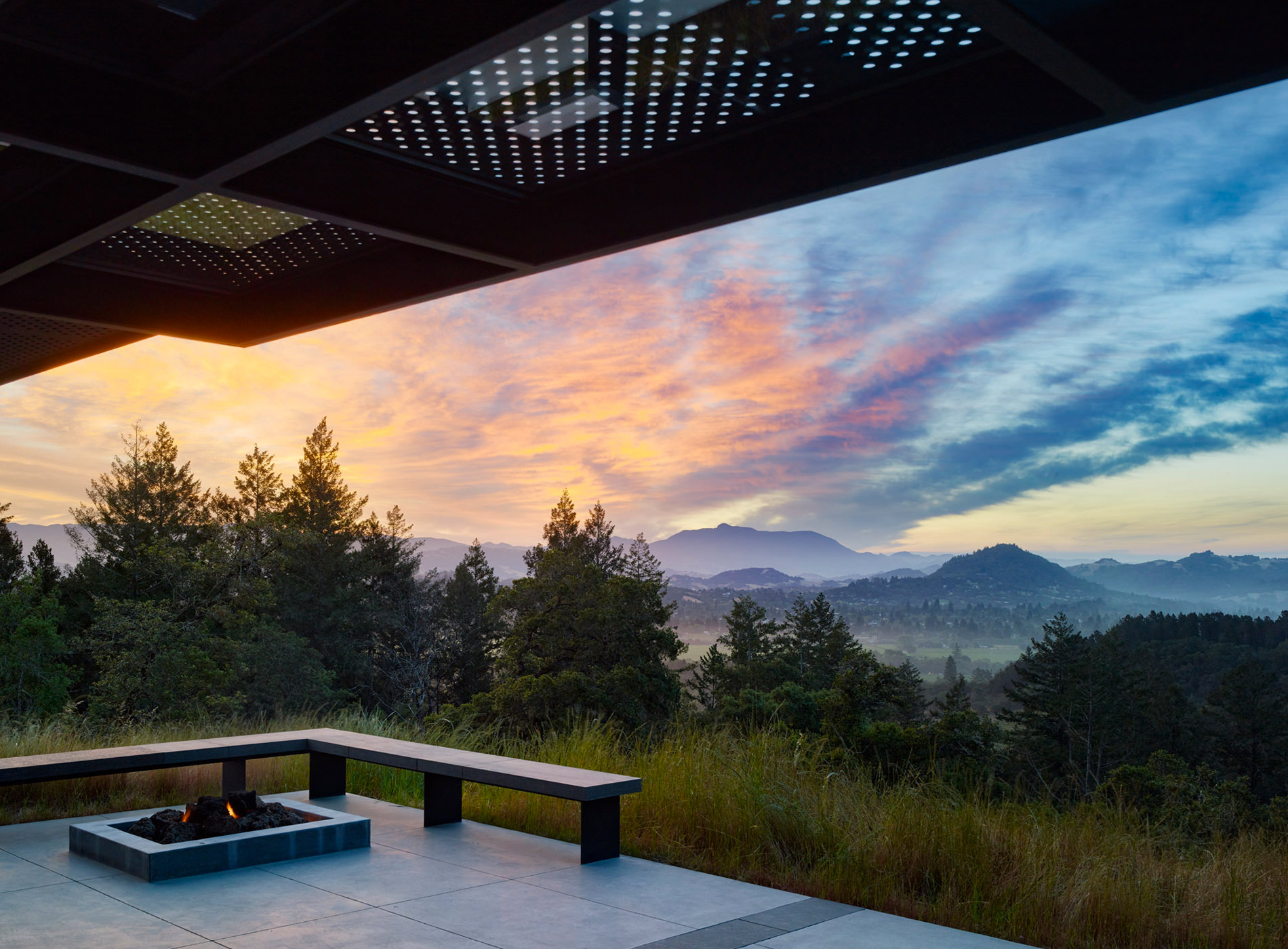 Healdsburg House Sonoma Californie Architecture Terrasse Fin de Journée